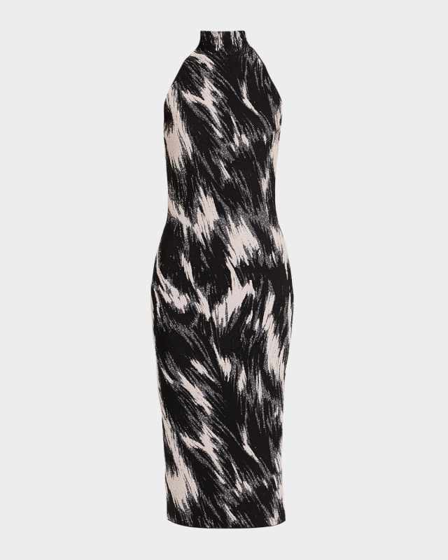 Sleeveless Mock-Neck Midi Dress